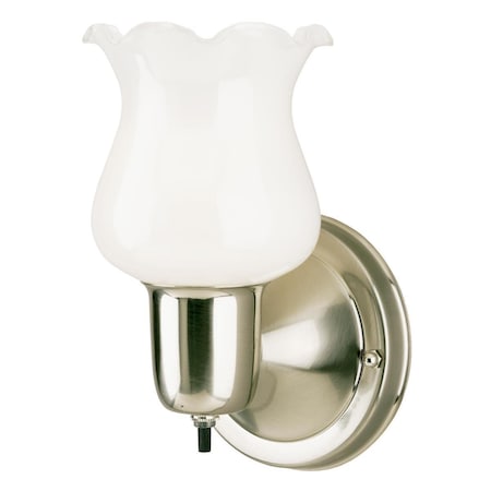 Westinghouse Fixture Wall 100W, Brushed Nickel White Opal Ruffled Edge Glass 6665400